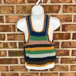 Kimchi Blue Colorful Striped Crochet Tank Top Sweater. Medium